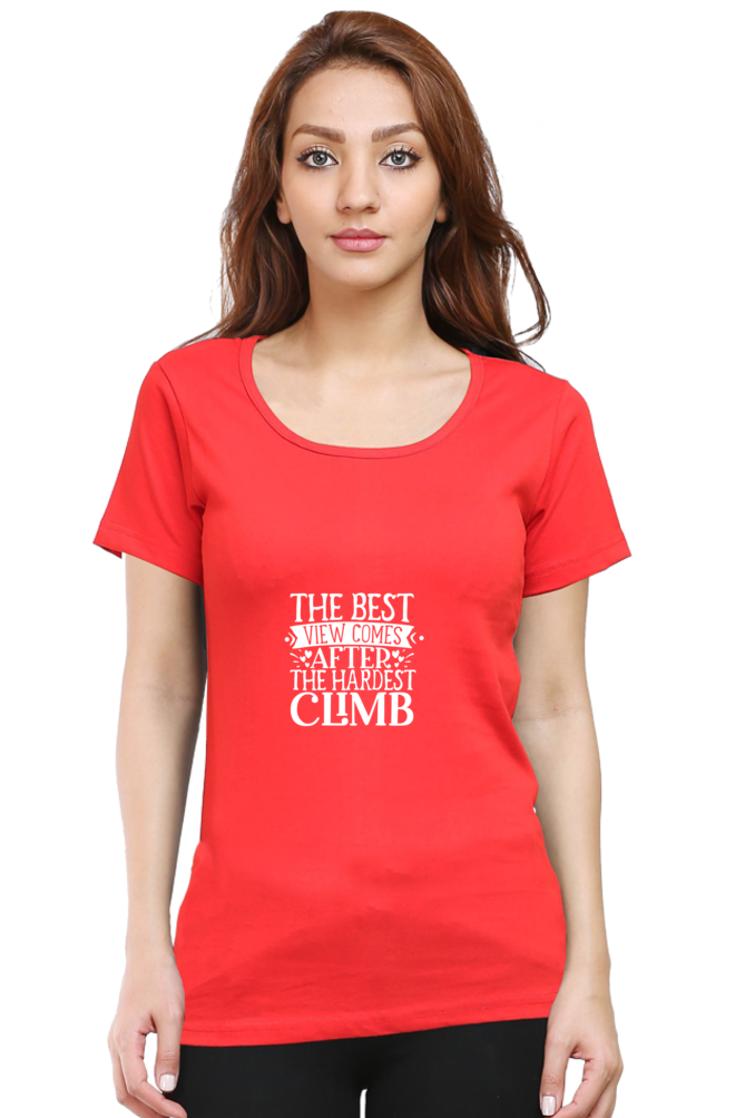 Women’s Round Neck Printed Motivational T-Shirts -  Climb