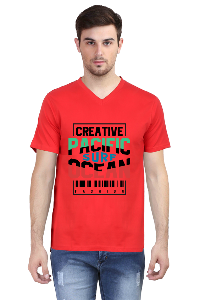 Men's V Neck T-Shirt - Pacific Ocean