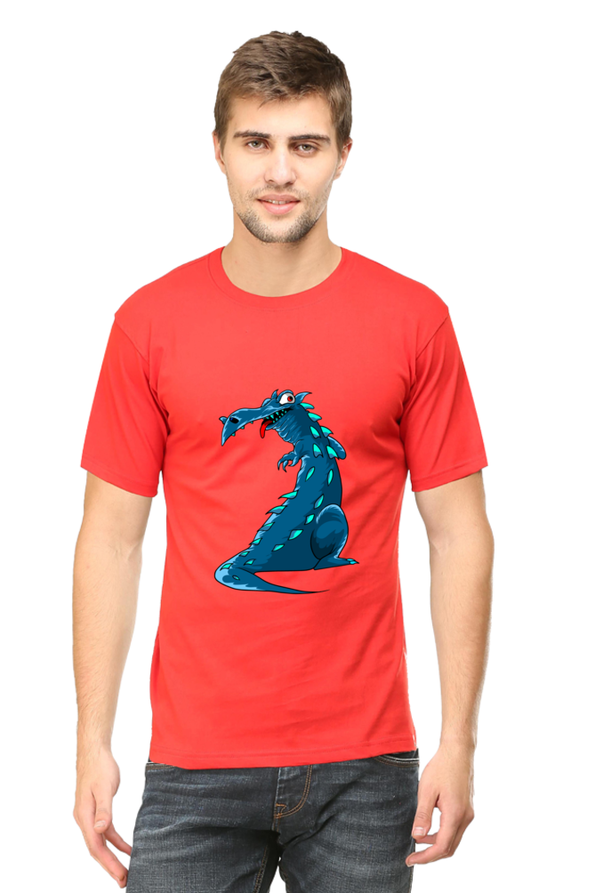 Men's Animal's & Monster's Cotton Round Neck T-Shirt - dinosaur