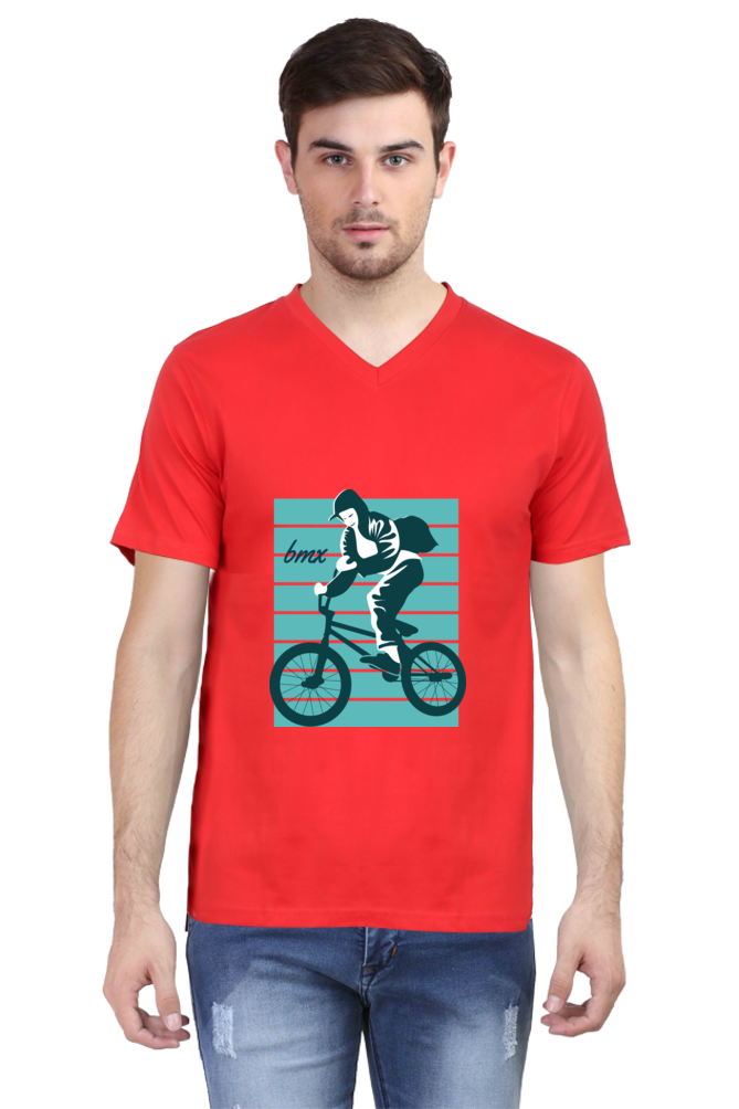 Men's BMX V Neck T-Shirt - bagpack
