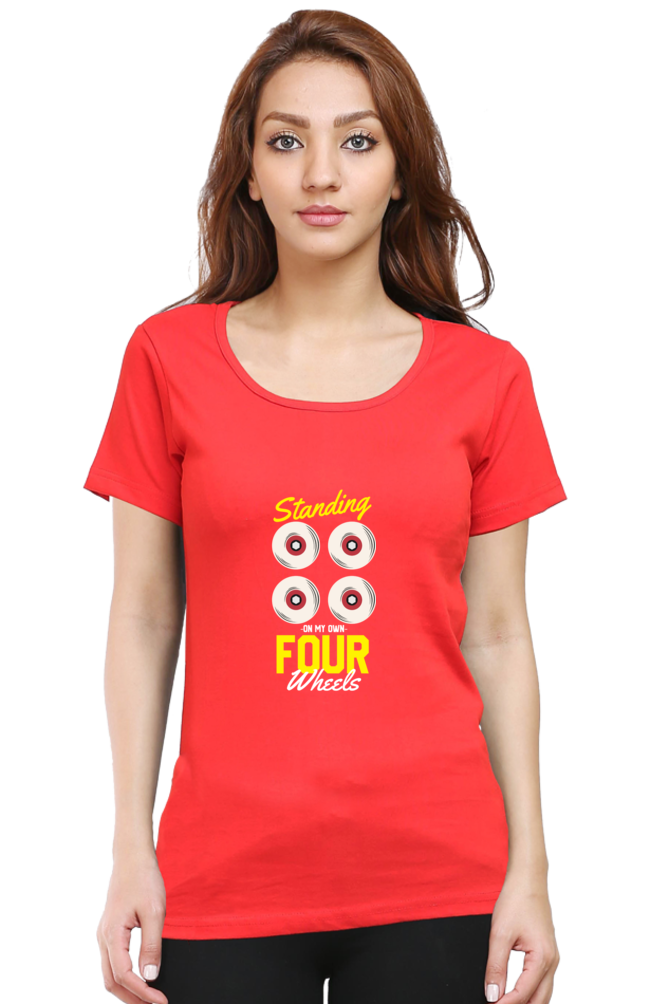 Women  Skateboard Half Sleeve T-Shirt - Four Wheels