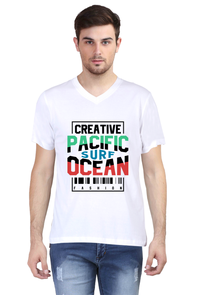 Men's V Neck T-Shirt - Pacific Ocean