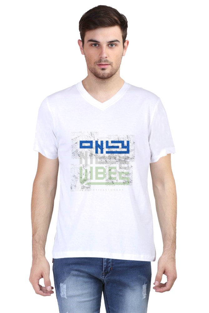 Men's Minimalistic V Neck T-Shirt -  Nice