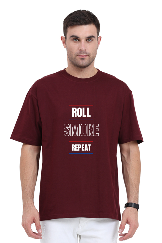 Round Neck Half-Sleeves - Roll Smoke Repeat T-Shirt