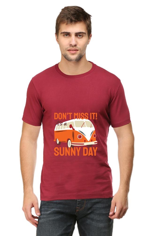 Men's Round Neck Summer T-Shirt - Sunny Day