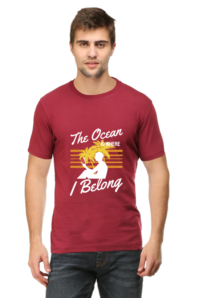 Men's Round Neck Summer T-Shirt - Ocean