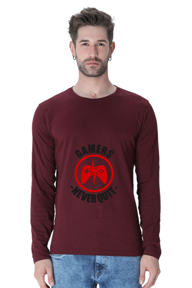 Men’s  Gamer Full Sleeve - T Shirt - Never Quit