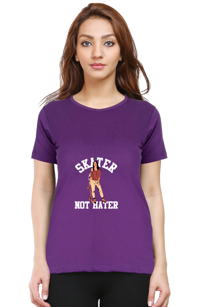 Women  Skateboard Half Sleeve T-Shirt -  Hater
