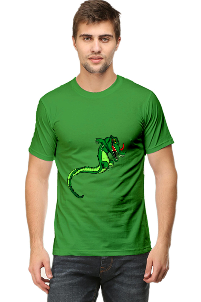 Men's Animal's & Monster's Cotton Round Neck T-Shirt - dragon