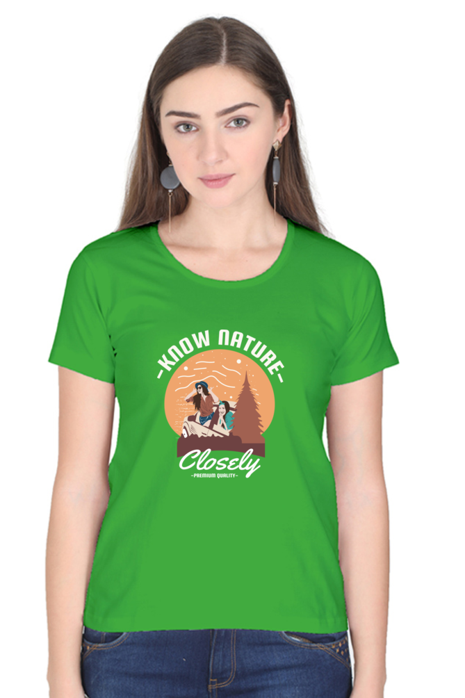 Women’s Round Neck Printed Adventure T-Shirts -  know nature