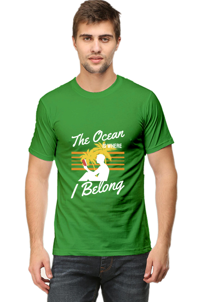 Men's Round Neck Summer T-Shirt - Ocean