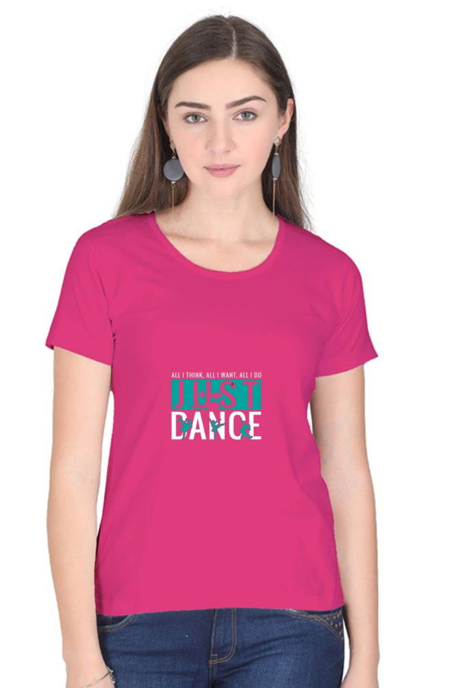 Women’s Round Neck Printed Dance T-Shirts - just dance