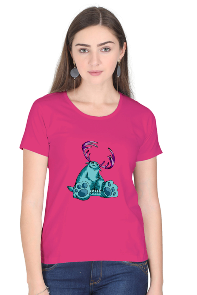 Women’s Round Neck Printed Animal's & Monster's T-Shirts -  huge monster
