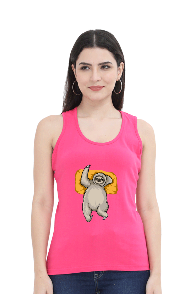 Women Sloth Tank Top - sleepy wave