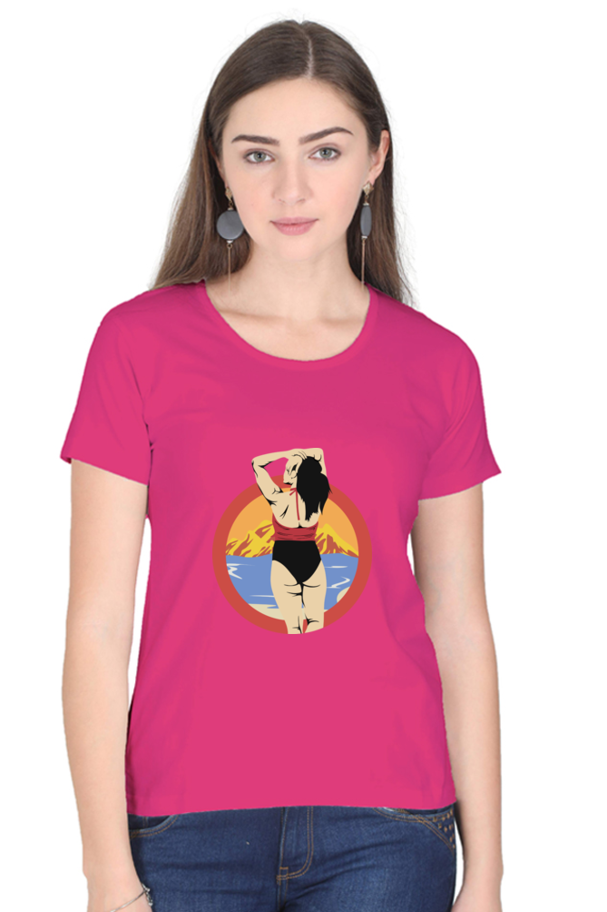 Women’s Round Neck Printed Summer T-Shirts - Girl