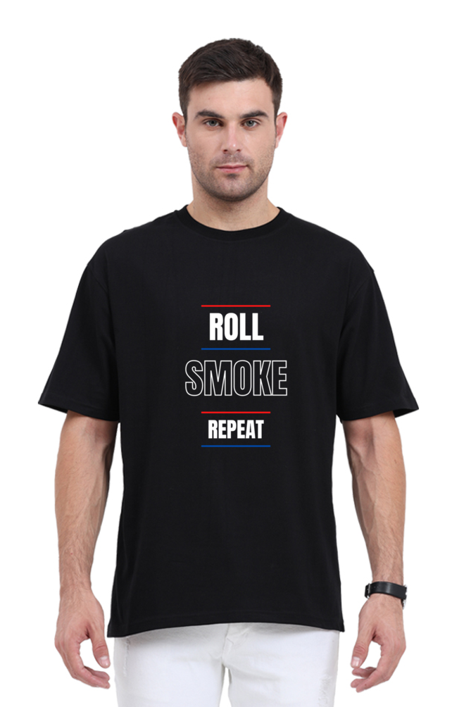 Round Neck Half-Sleeves - Roll Smoke Repeat T-Shirt