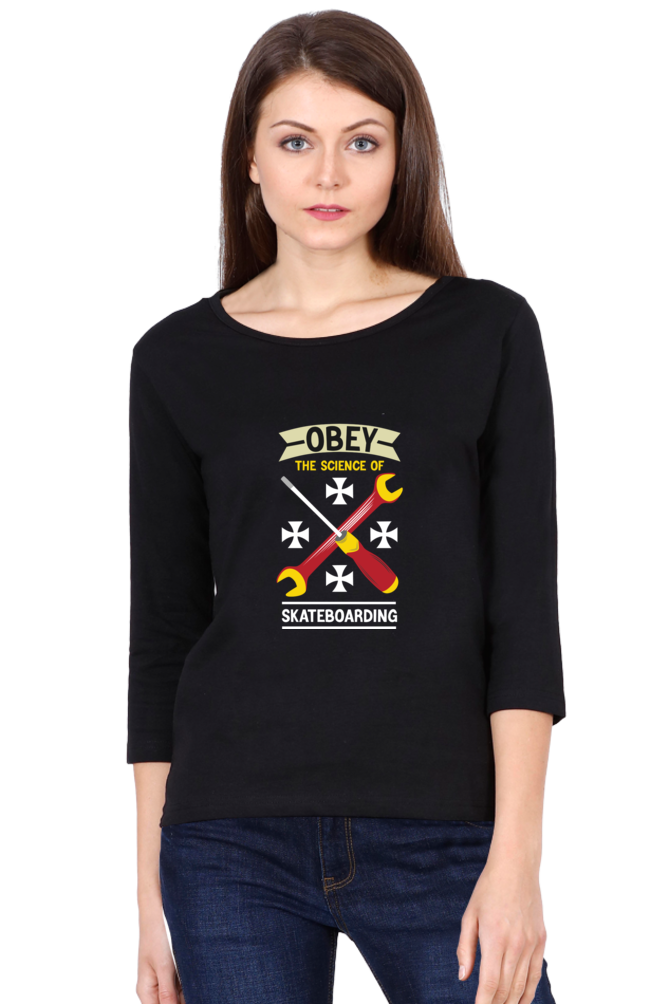 Women  Skateboard Full Sleeve T-Shirt - Obey
