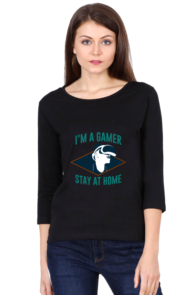 Women’s Full Sleeves Gamer T-Shirts - Stay Home