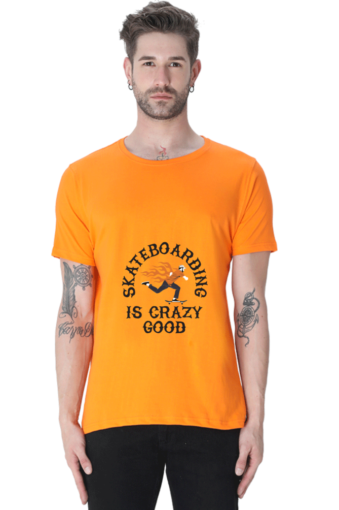 Skateboard Unisex Cotton Round Neck T-shirt - Crazy