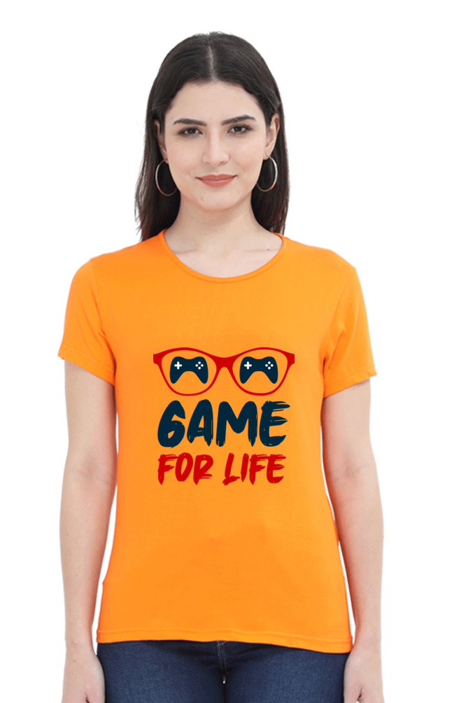 Women’s Round Neck Printed Gamer T-Shirts -  Life