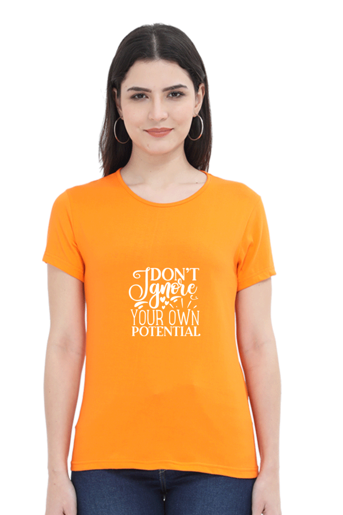 Women’s Round Neck Printed Motivational T-Shirts -  Potential
