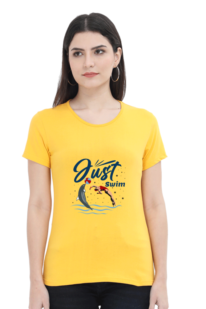 Women  Swimming Half Sleeve T-Shirt - Just Swim
