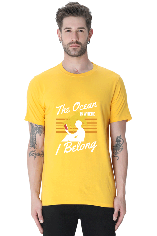 Men's Round Neck Summer T-Shirt - Ocean