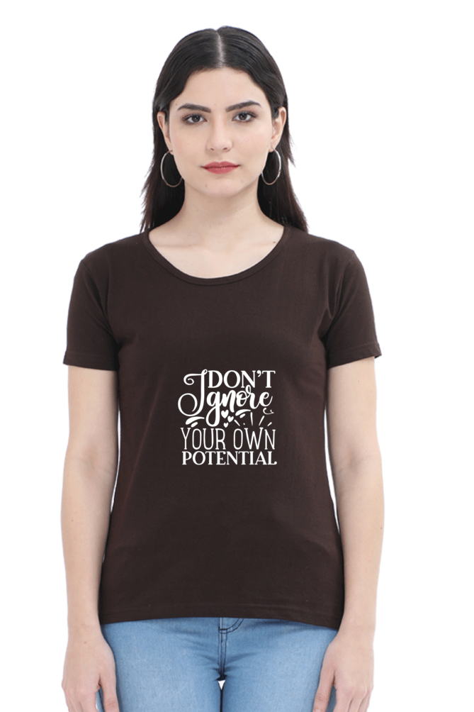 Women’s Round Neck Printed Motivational T-Shirts -  Potential