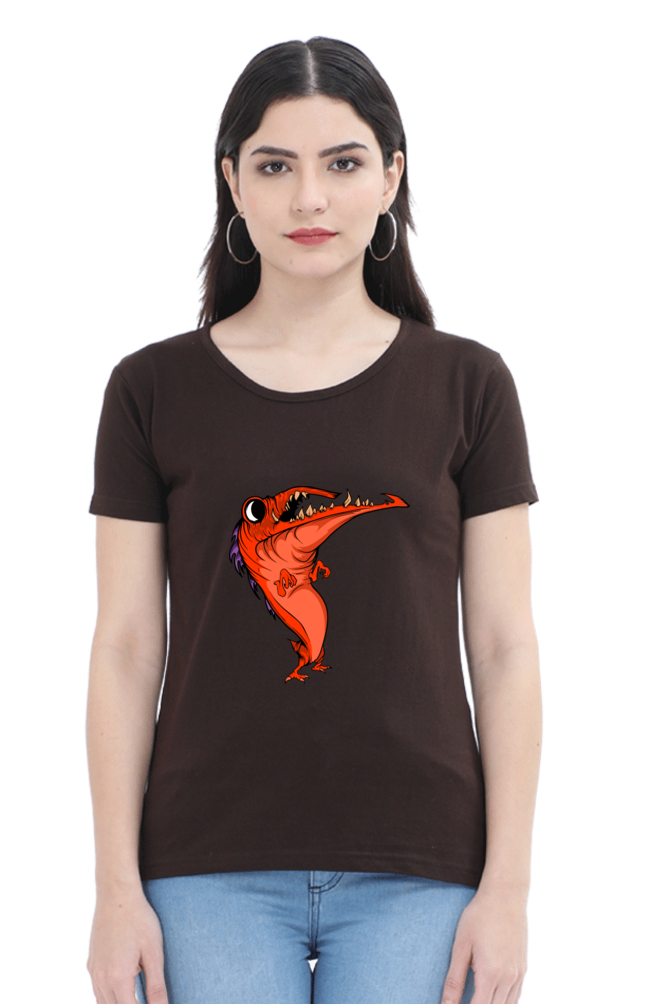 Women’s Round Neck Printed Animal's & Monster's T-Shirts - dancing monster