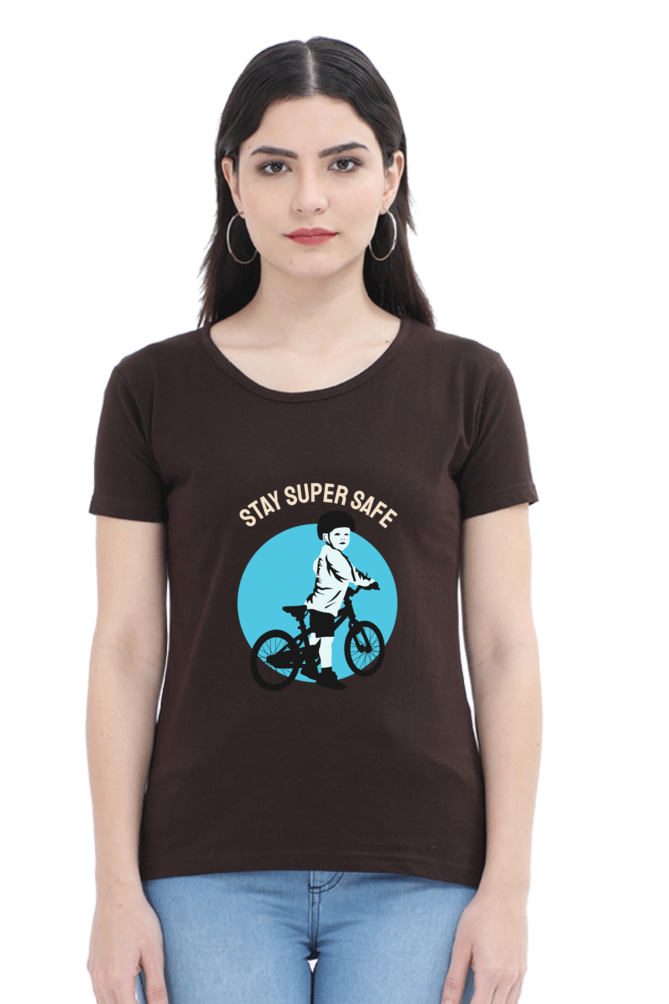 Women’s Round Neck Printed Rider T-Shirts -  super safe
