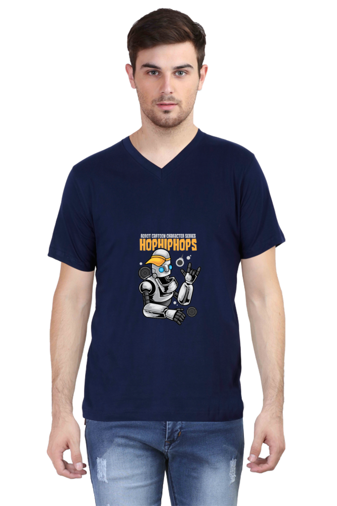 Men's Dance V Neck T-Shirt - robot urban hip-hop