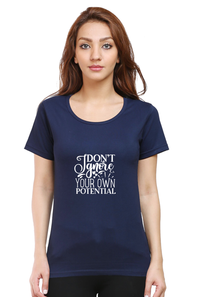 Women’s Round Neck Printed Motivational T-Shirts -  Potential