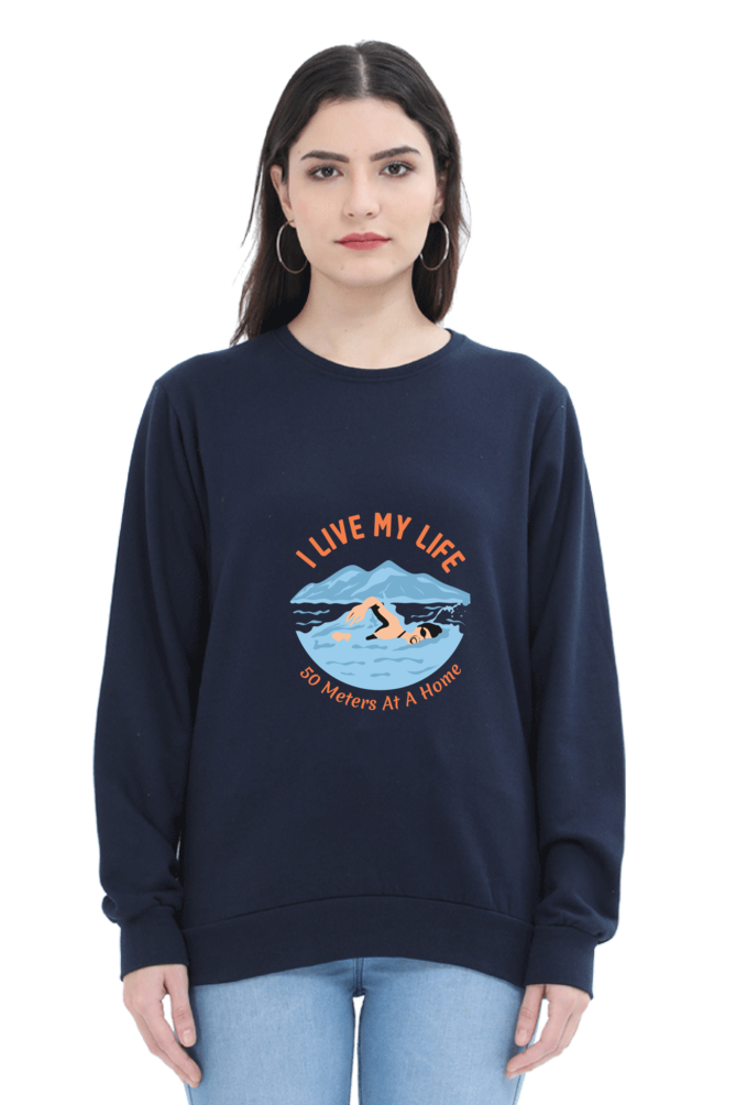 Women Swimming Sweatshirt - My Life