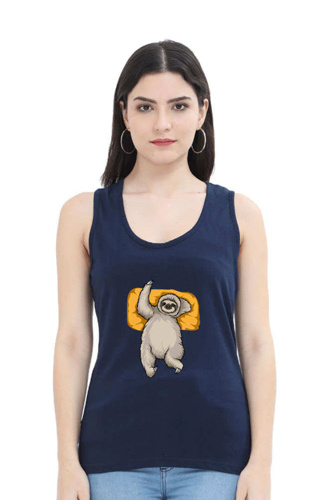 Women Sloth Tank Top - sleepy wave
