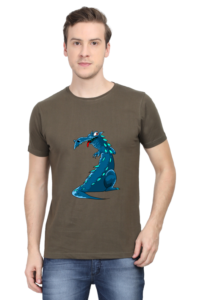 Men's Animal's & Monster's Cotton Round Neck T-Shirt - dinosaur