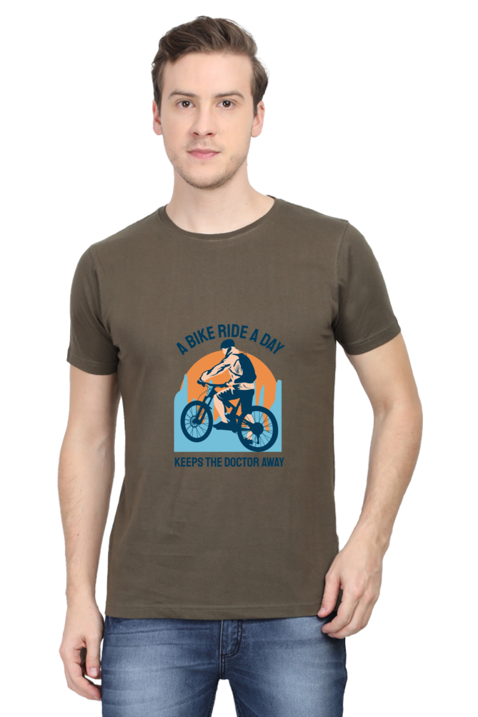 Men's Rider Cotton Round Neck T-Shirt - bike ride