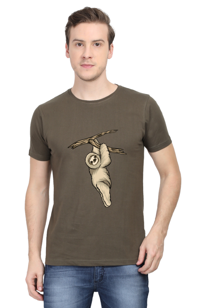 Men's Round Neck Sloth T-Shirt - play baby