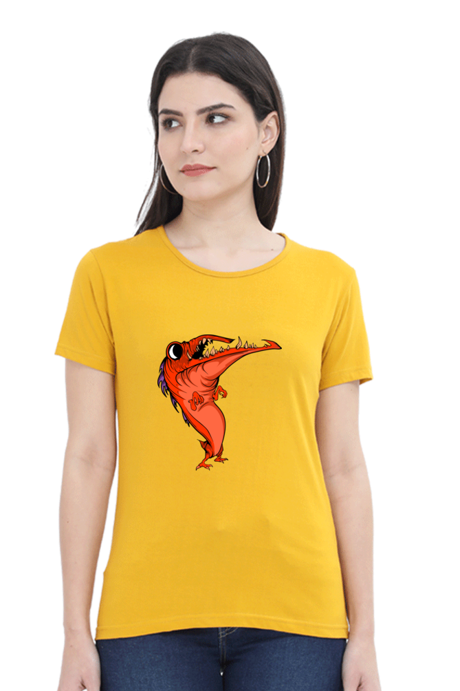 Women’s Round Neck Printed Animal's & Monster's T-Shirts - dancing monster