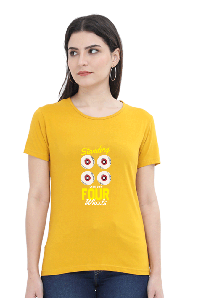 Women  Skateboard Half Sleeve T-Shirt - Four Wheels