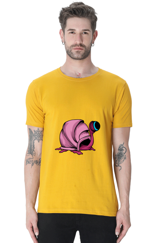 Men's Animal's & Monster's Cotton Round Neck T-Shirt - monster snail