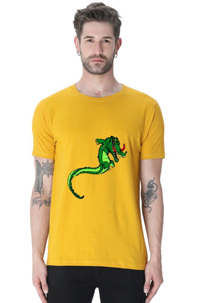 Men's Animal's & Monster's Cotton Round Neck T-Shirt - dragon