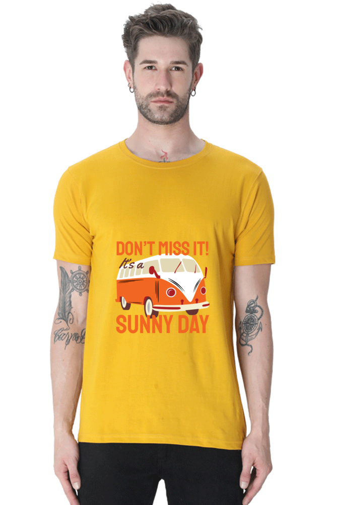 Men's Round Neck Summer T-Shirt - Sunny Day