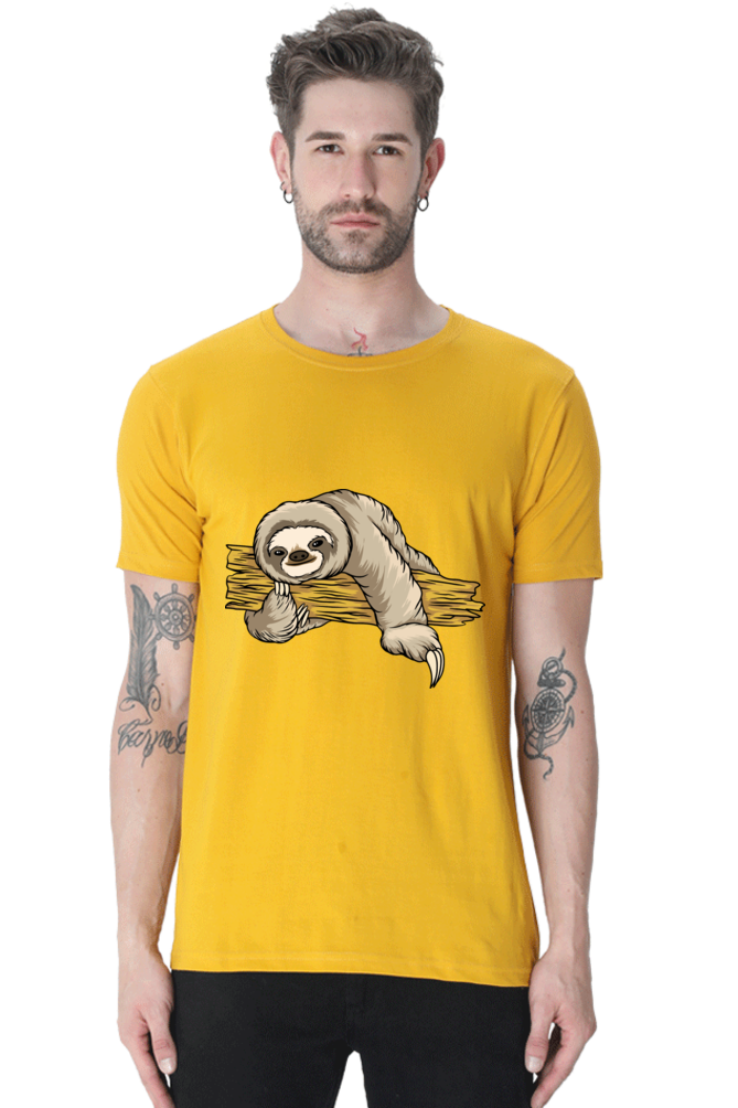 Men's Round Neck Sloth T-Shirt - Cuddle