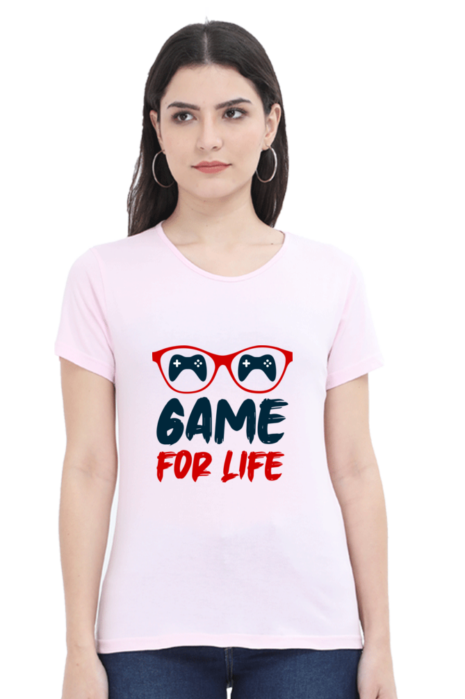 Women’s Round Neck Printed Gamer T-Shirts -  Life