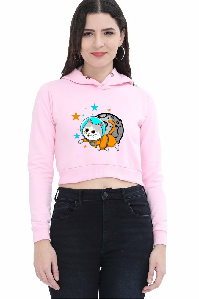 Women Animal's & Monster's Crop Hoodies - cute kitte