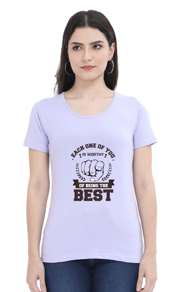 Women’s Round Neck Printed Motivational T-Shirts -  Worthy