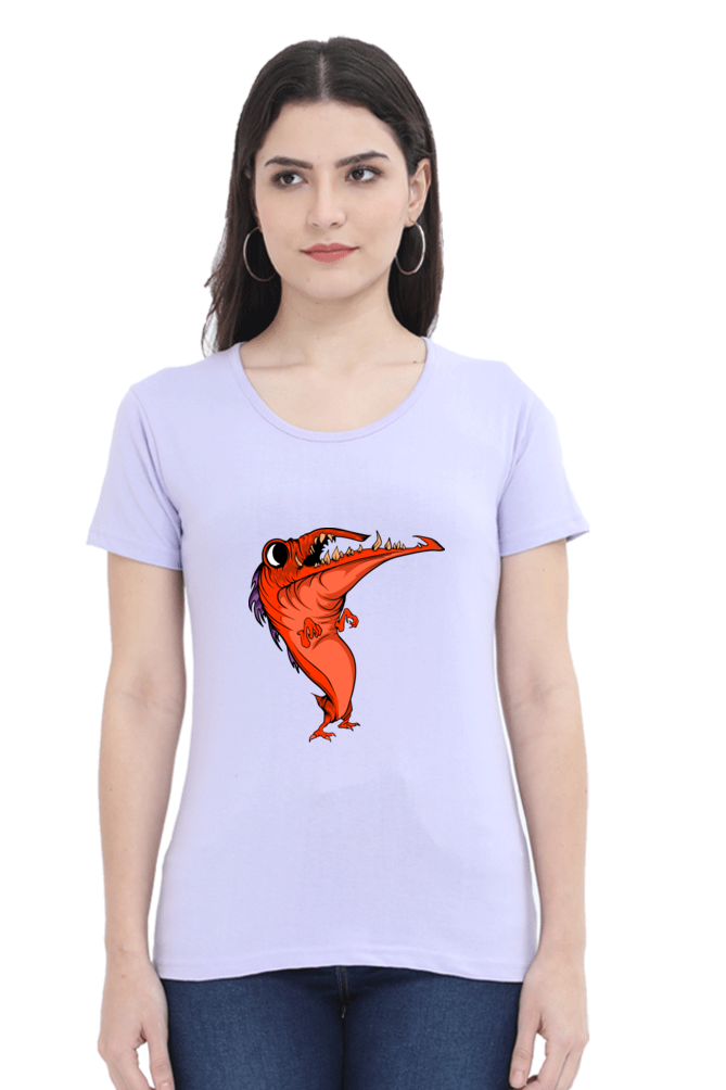 Women’s Round Neck Printed Animal's & Monster's T-Shirts - dancing monster