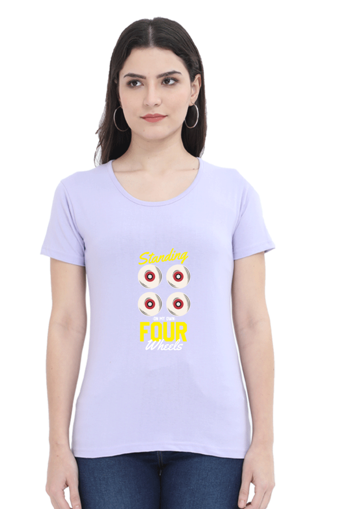 Women  Skateboard Half Sleeve T-Shirt - Four Wheels