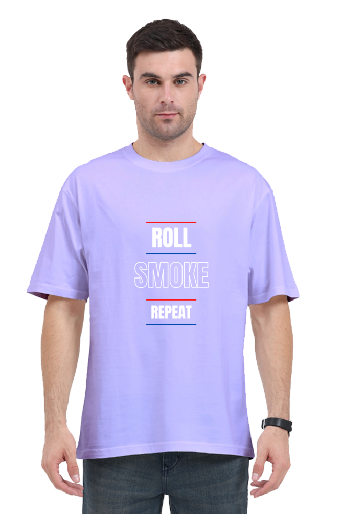 Round Neck Half-Sleeves - Roll Smoke Repeat T-Shirt