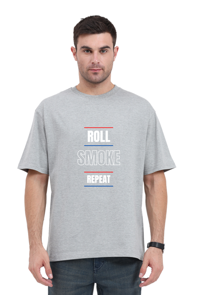 Round Neck Half-Sleeves - Roll Smoke Repeat T-Shirt